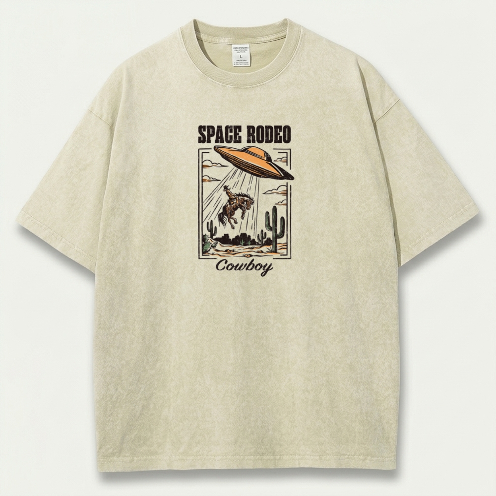 Cowboy Space Rodeo Vintage Organic Cotton Hiking Tee-HikeVista