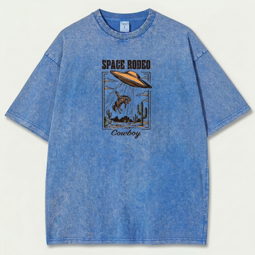 Cowboy Space Rodeo Vintage Organic Cotton Hiking Tee-HikeVista