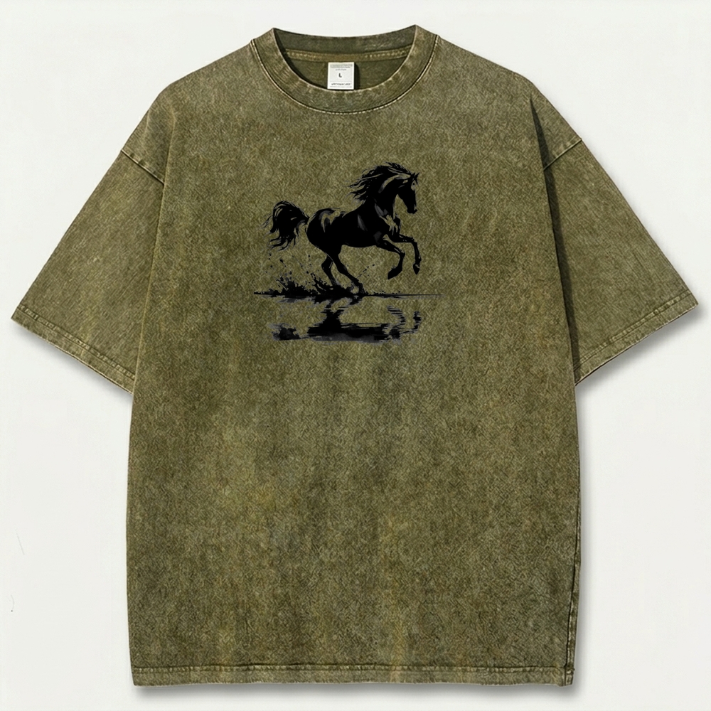 Western Horse Vintage Organic Cotton Hiking Tee-HikeVista