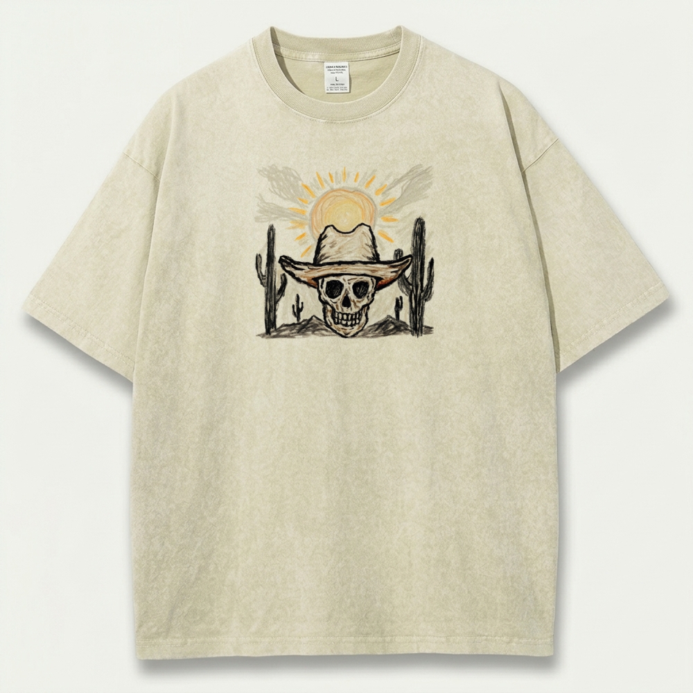 Western Skull Vintage Organic Cotton Hiking Tee-HikeVista