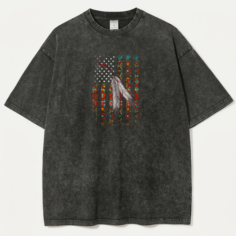 Native American Feathers Vintage Organic Cotton Trail Tee-HikeVista