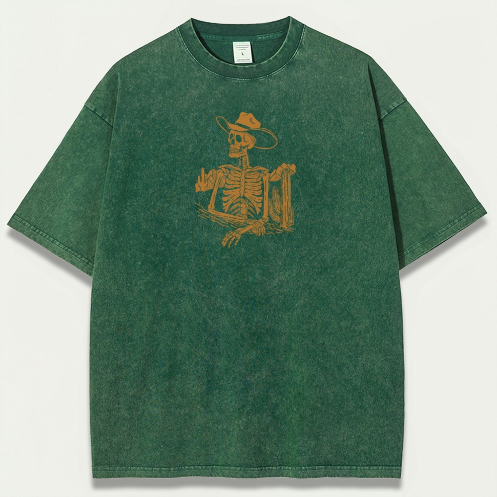 Western Skull Vintage Organic Cotton Hiking Tee-HikeVista