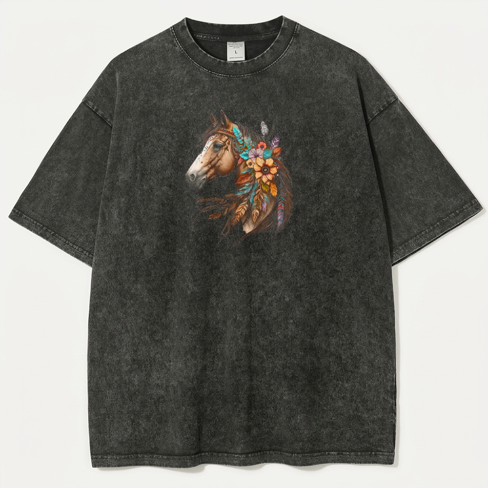 Horse Wildflowers Vintage Organic Cotton Trail Tee-HikeVista