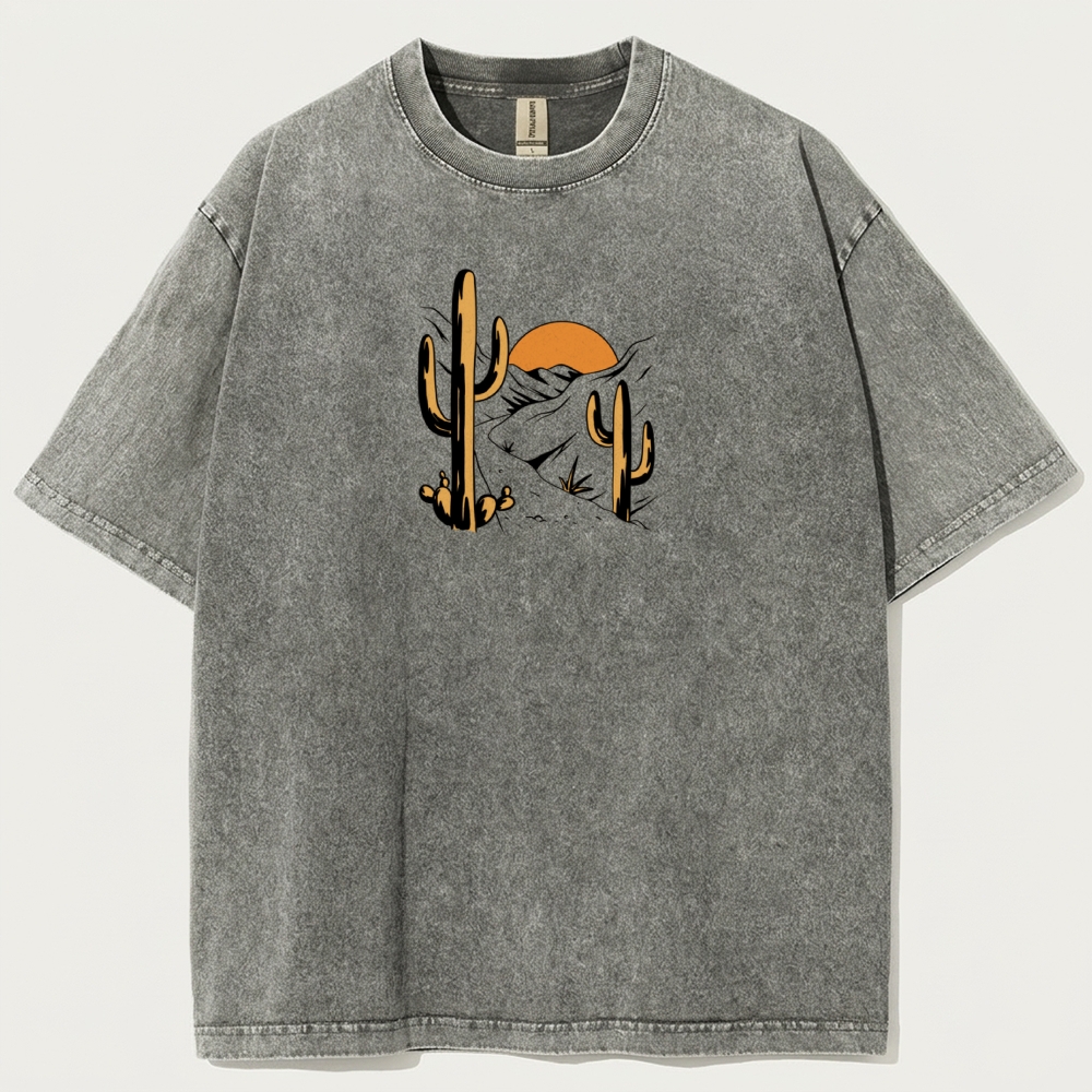 Western Cactus Vintage Organic Cotton Hiking Tee-HikeVista