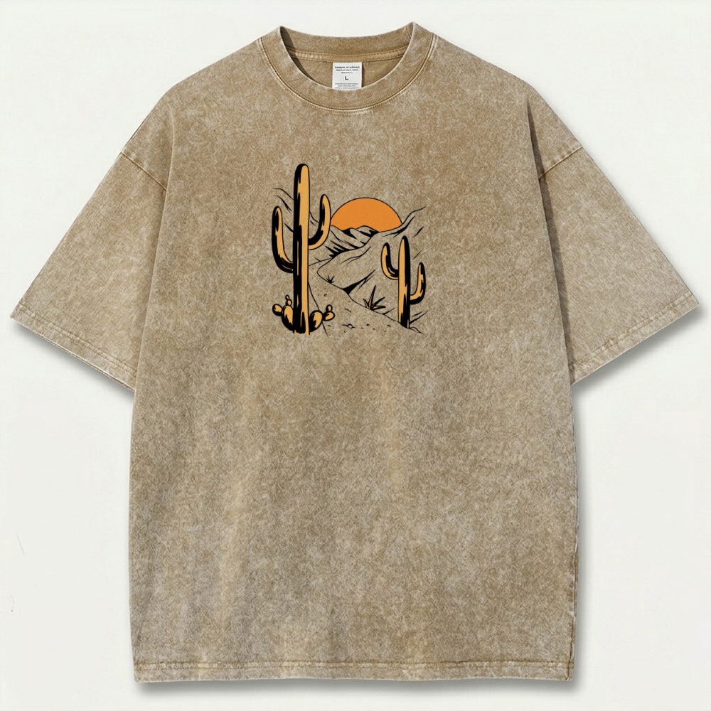Western Cactus Vintage Organic Cotton Hiking Tee-HikeVista