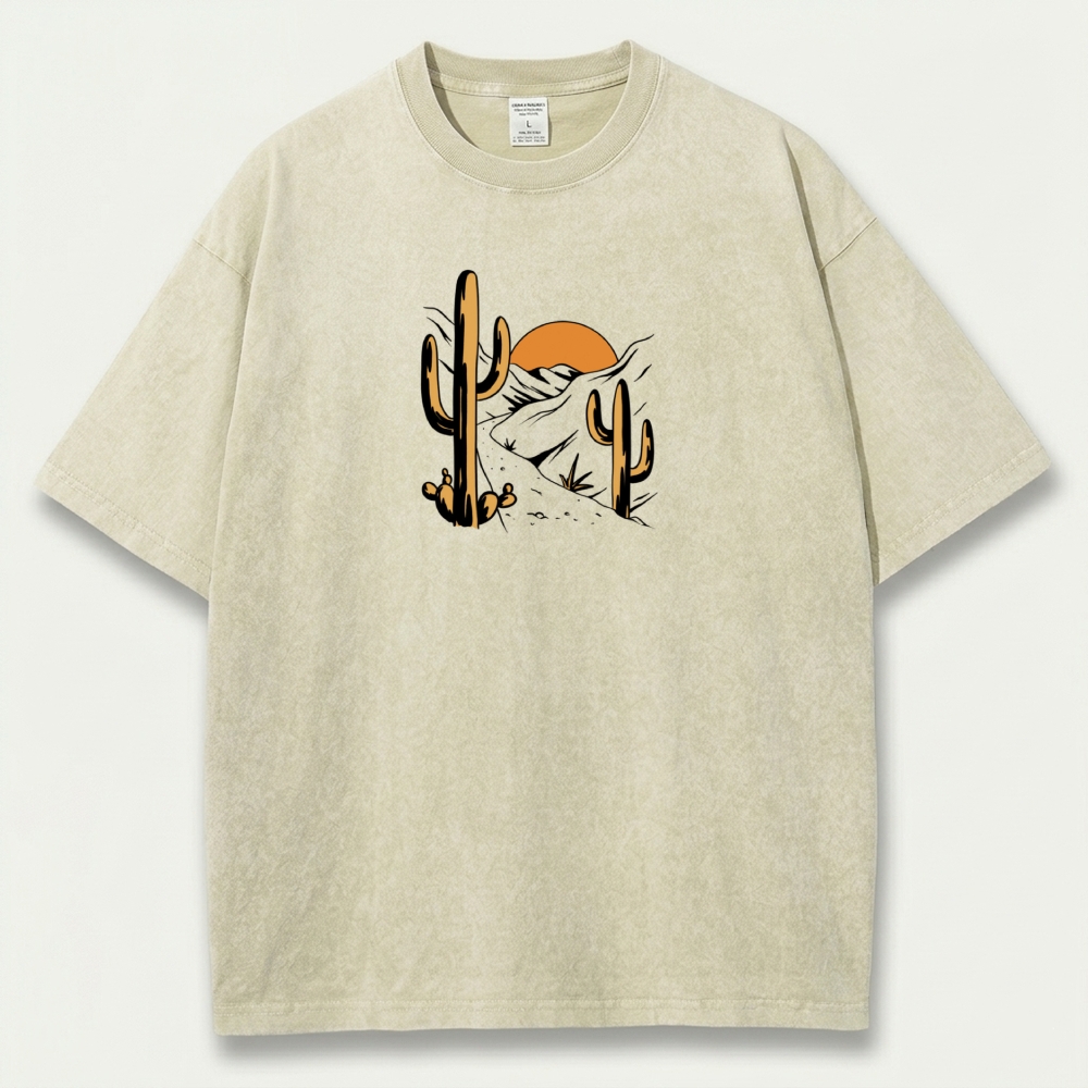 Western Cactus Vintage Organic Cotton Hiking Tee-HikeVista