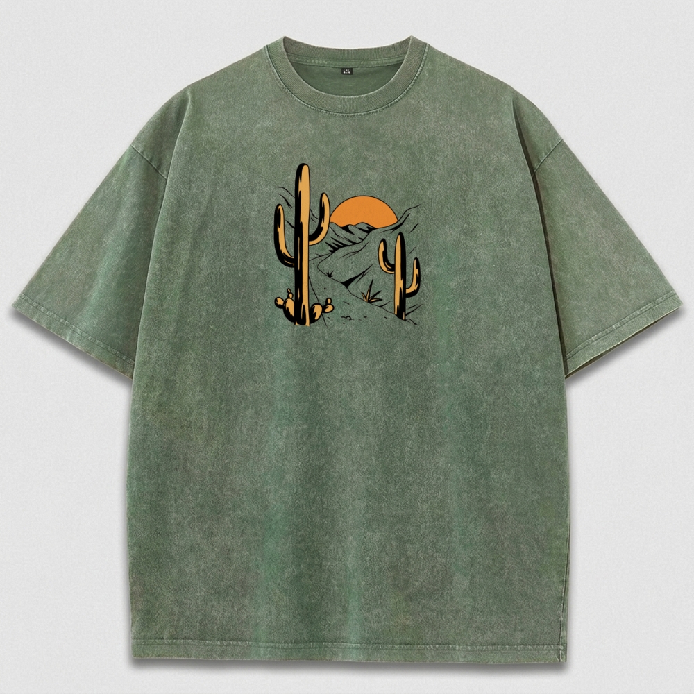 Western Cactus Vintage Organic Cotton Hiking Tee-HikeVista