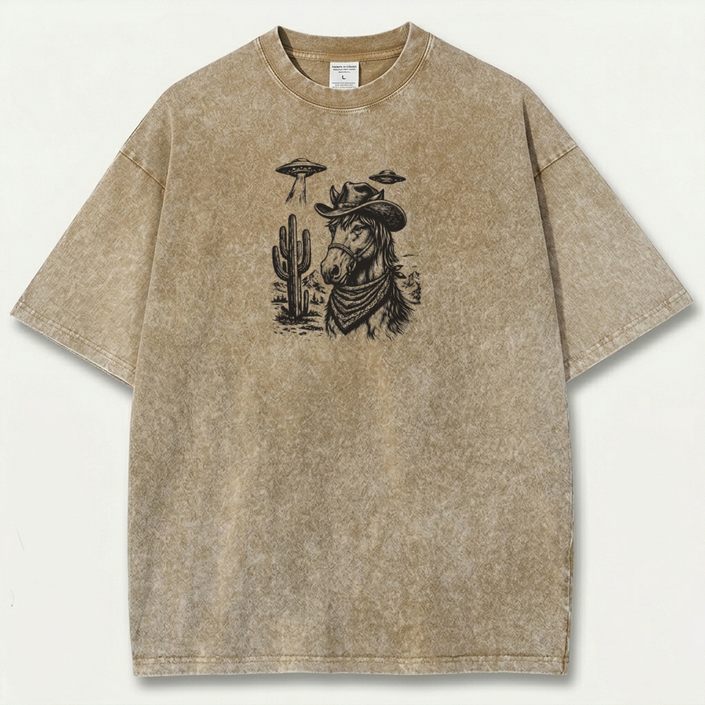 Western Horse Vintage Organic Cotton Hiking Tee-HikeVista