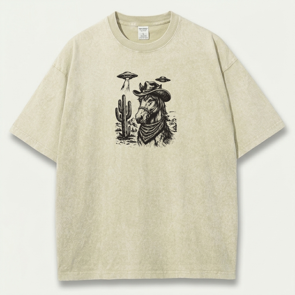 Western Horse Vintage Organic Cotton Hiking Tee-HikeVista