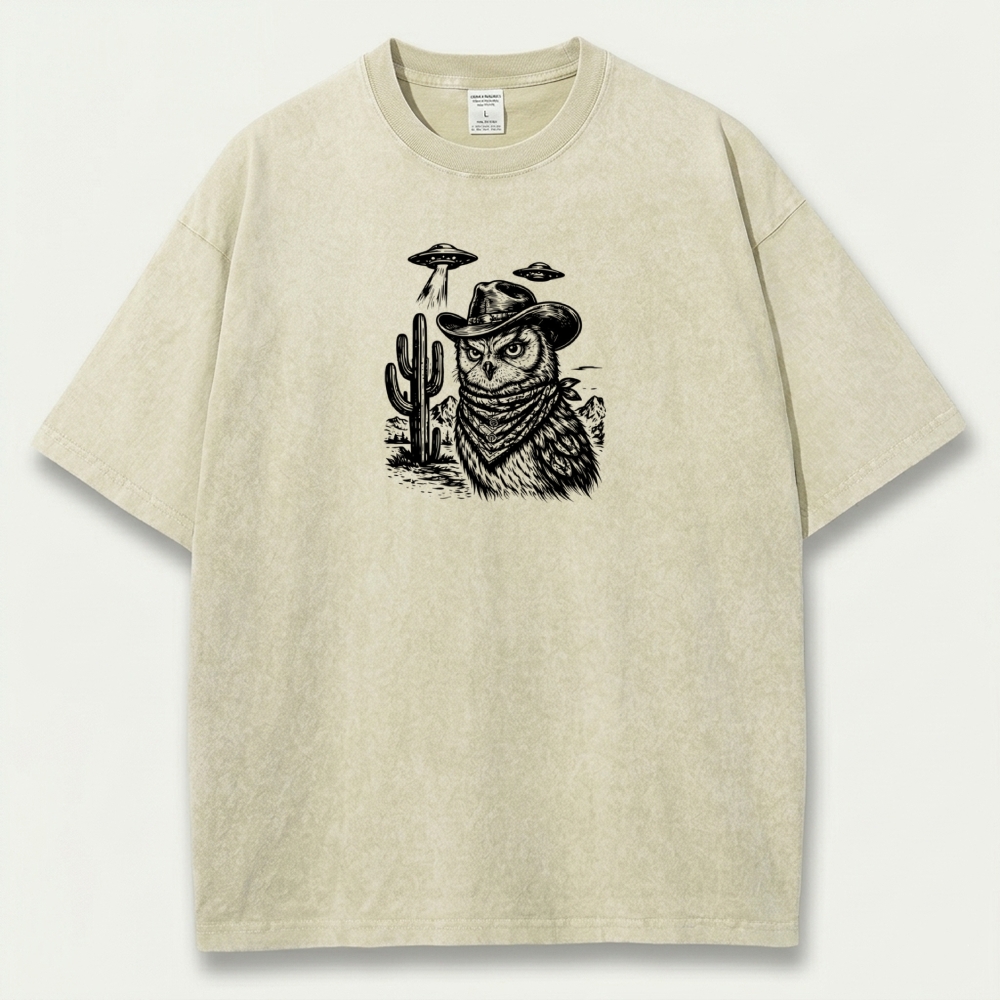 Western Owl Vintage Organic Cotton Hiking Tee-HikeVista