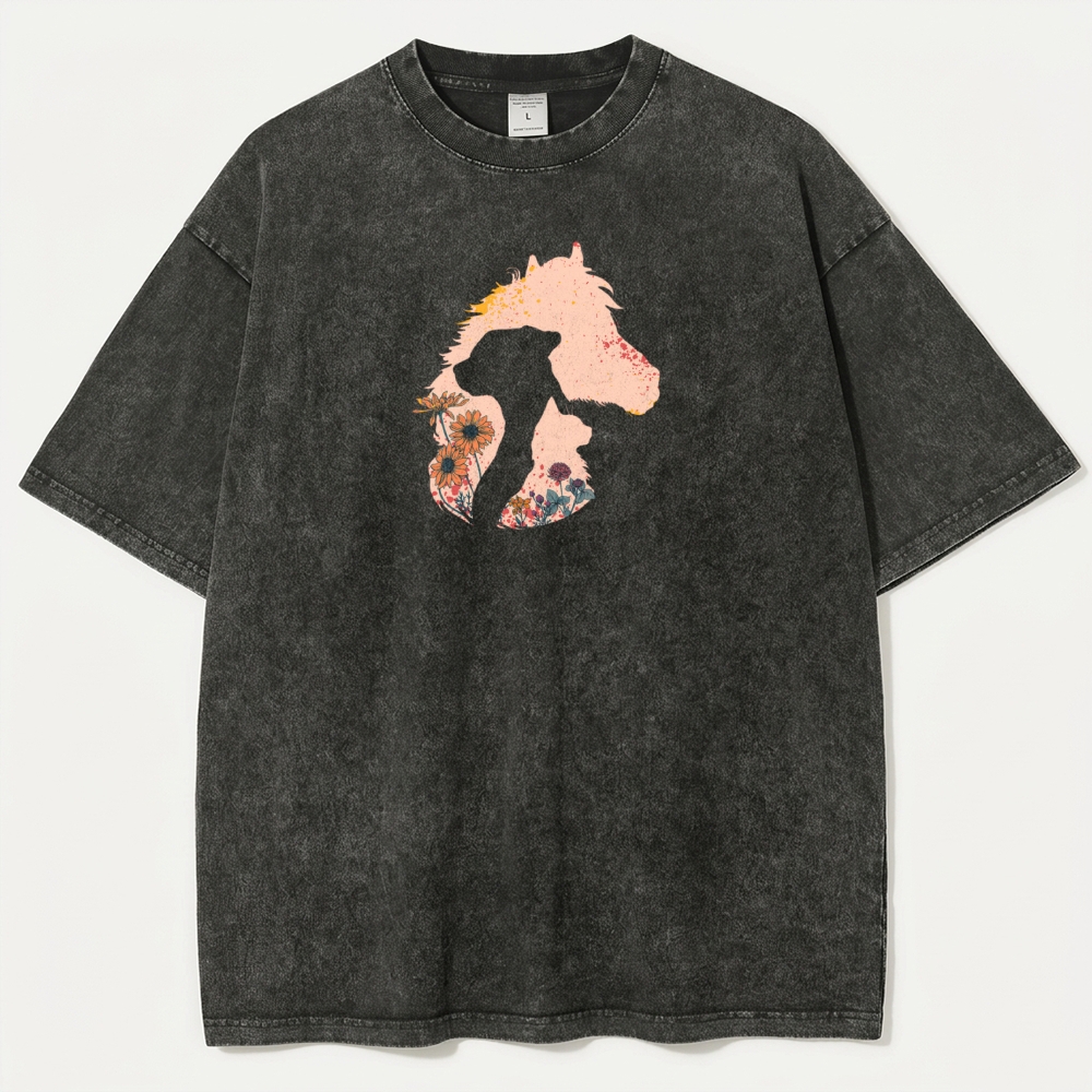 Horse Wildflowers Vintage Organic Cotton Trail Tee-HikeVista