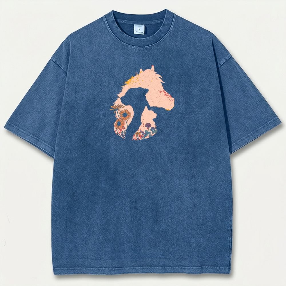 Horse Wildflowers Vintage Organic Cotton Trail Tee-HikeVista