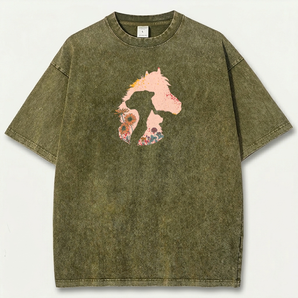 Horse Wildflowers Vintage Organic Cotton Trail Tee-HikeVista