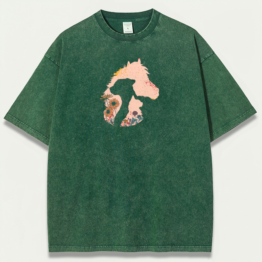 Horse Wildflowers Vintage Organic Cotton Trail Tee-HikeVista
