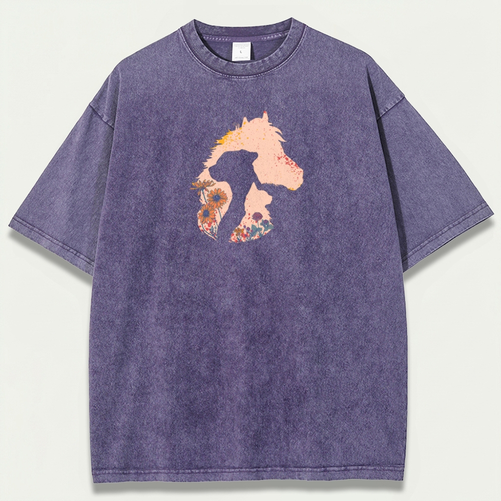 Horse Wildflowers Vintage Organic Cotton Trail Tee-HikeVista