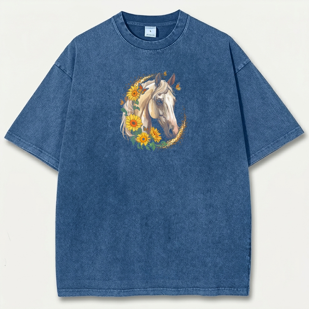 Horse Wildflowers Vintage Organic Cotton Trail Tee-HikeVista
