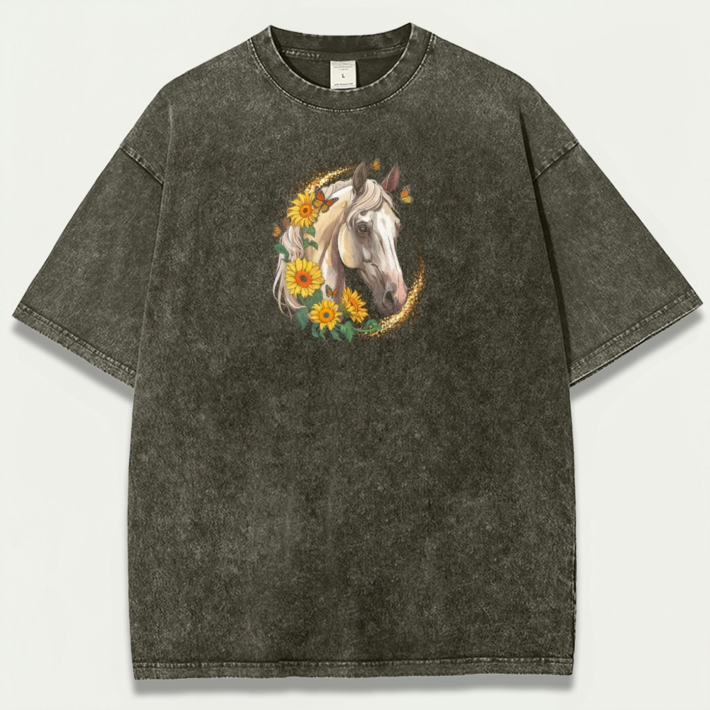 Horse Wildflowers Vintage Organic Cotton Trail Tee-HikeVista