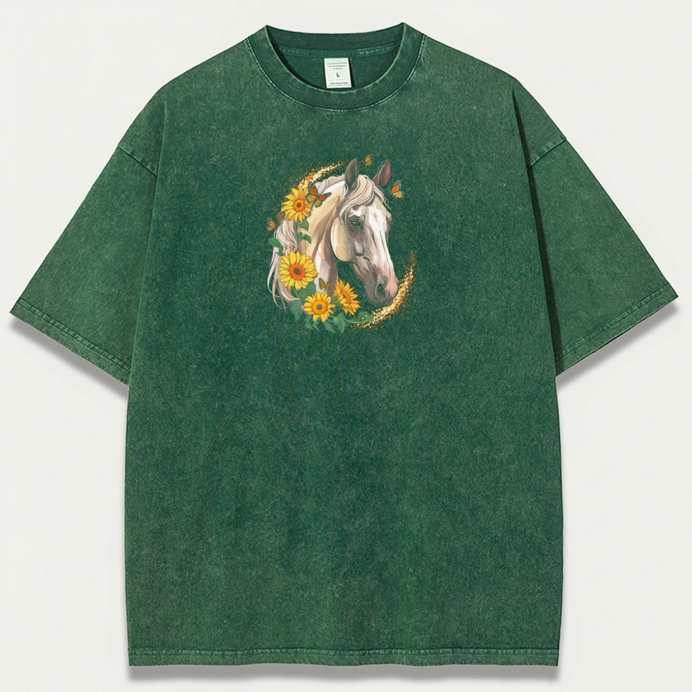 Horse Wildflowers Vintage Organic Cotton Trail Tee-HikeVista