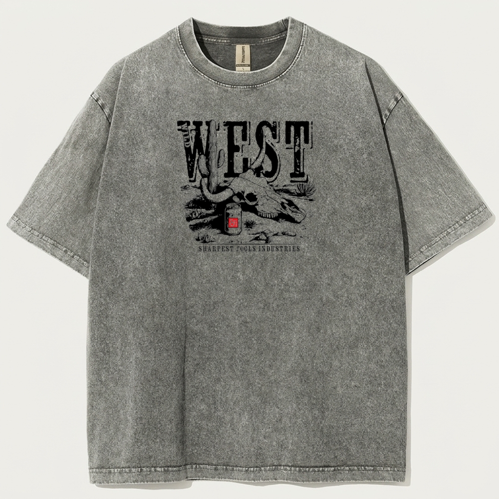 Western Bull Skull Vintage Organic Cotton Trail Tee-HikeVista