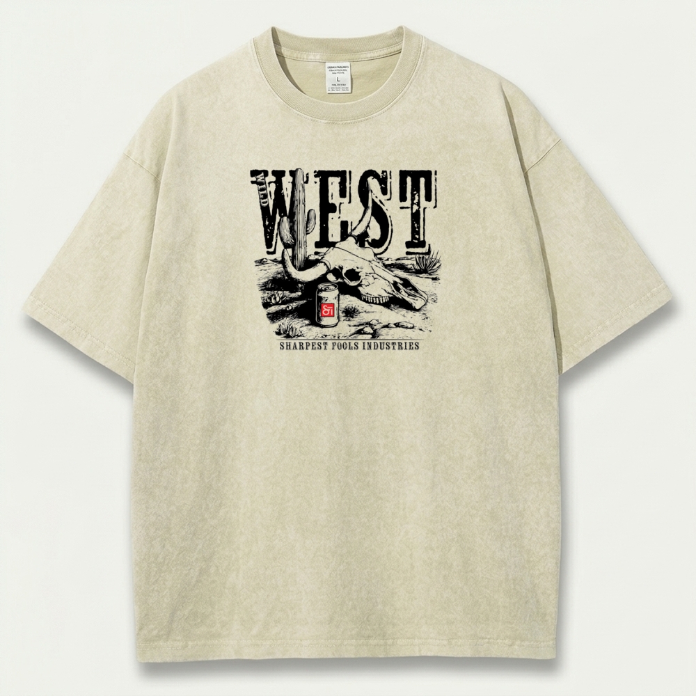 Western Bull Skull Vintage Organic Cotton Trail Tee-HikeVista