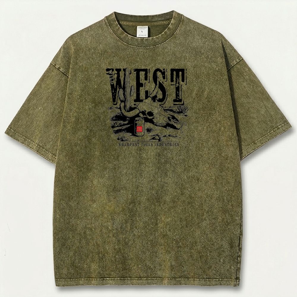 Western Bull Skull Vintage Organic Cotton Trail Tee-HikeVista