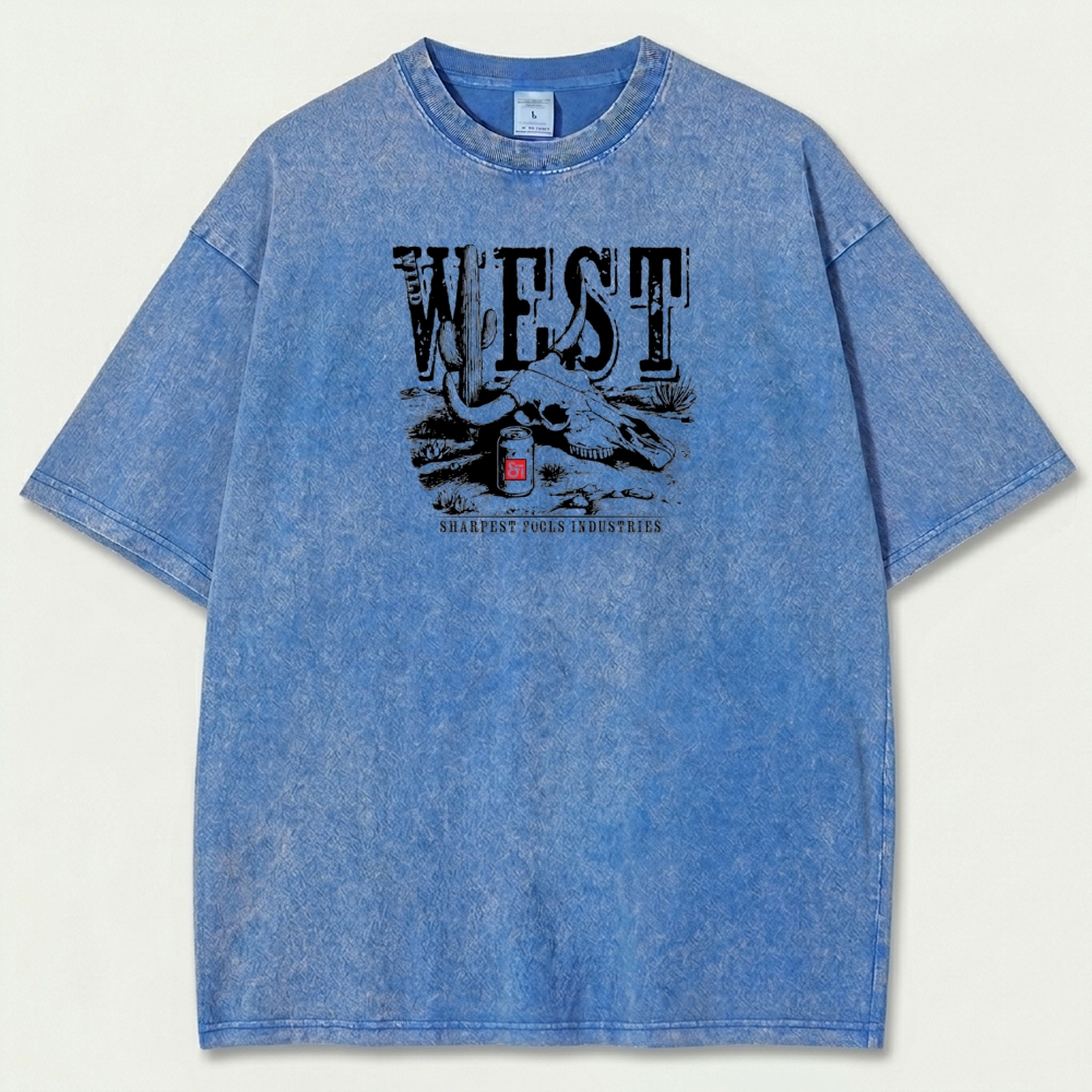 Western Bull Skull Vintage Organic Cotton Trail Tee-HikeVista