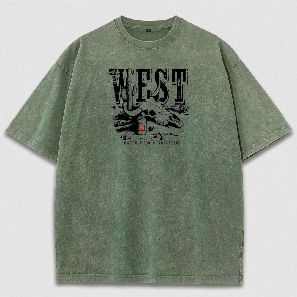 Western Bull Skull Vintage Organic Cotton Trail Tee-HikeVista