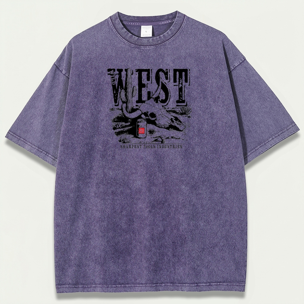 Western Bull Skull Vintage Organic Cotton Trail Tee-HikeVista