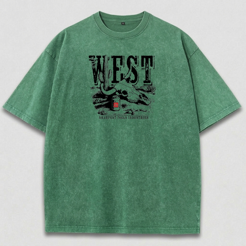 Western Bull Skull Vintage Organic Cotton Trail Tee-HikeVista