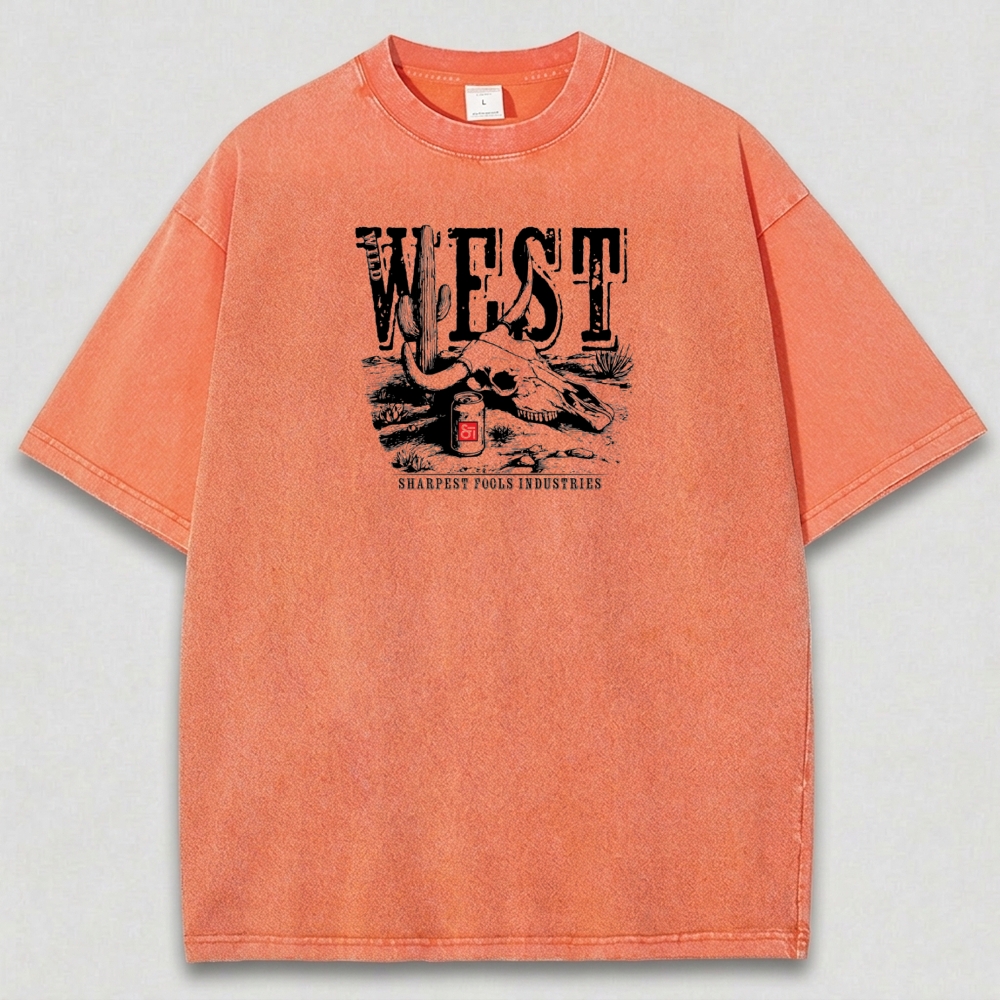 Western Bull Skull Vintage Organic Cotton Trail Tee-HikeVista