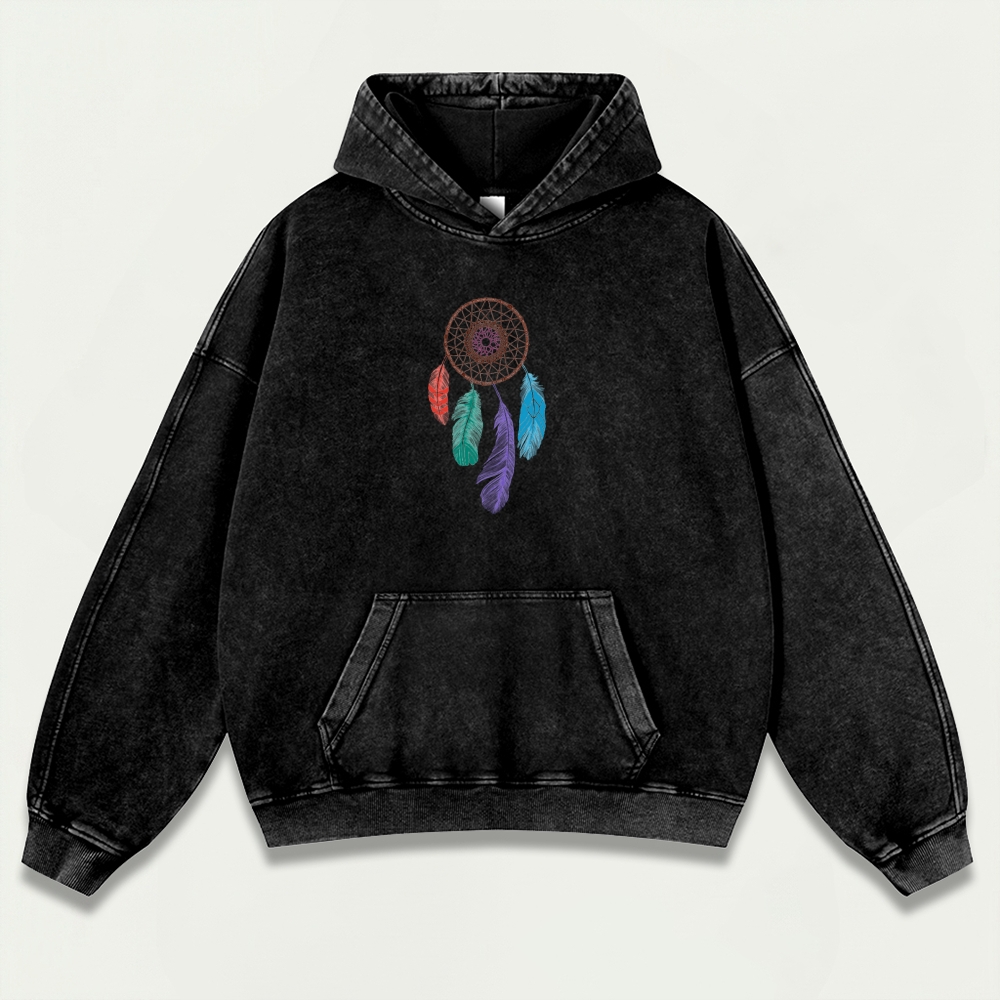 Dreamcatcher Feathers Vintage Premium Heavyweight Hiking Hoodie-HikeVista