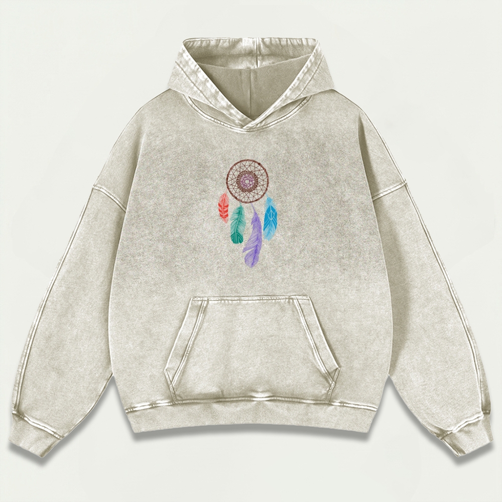 Dreamcatcher Feathers Vintage Premium Heavyweight Hiking Hoodie-HikeVista