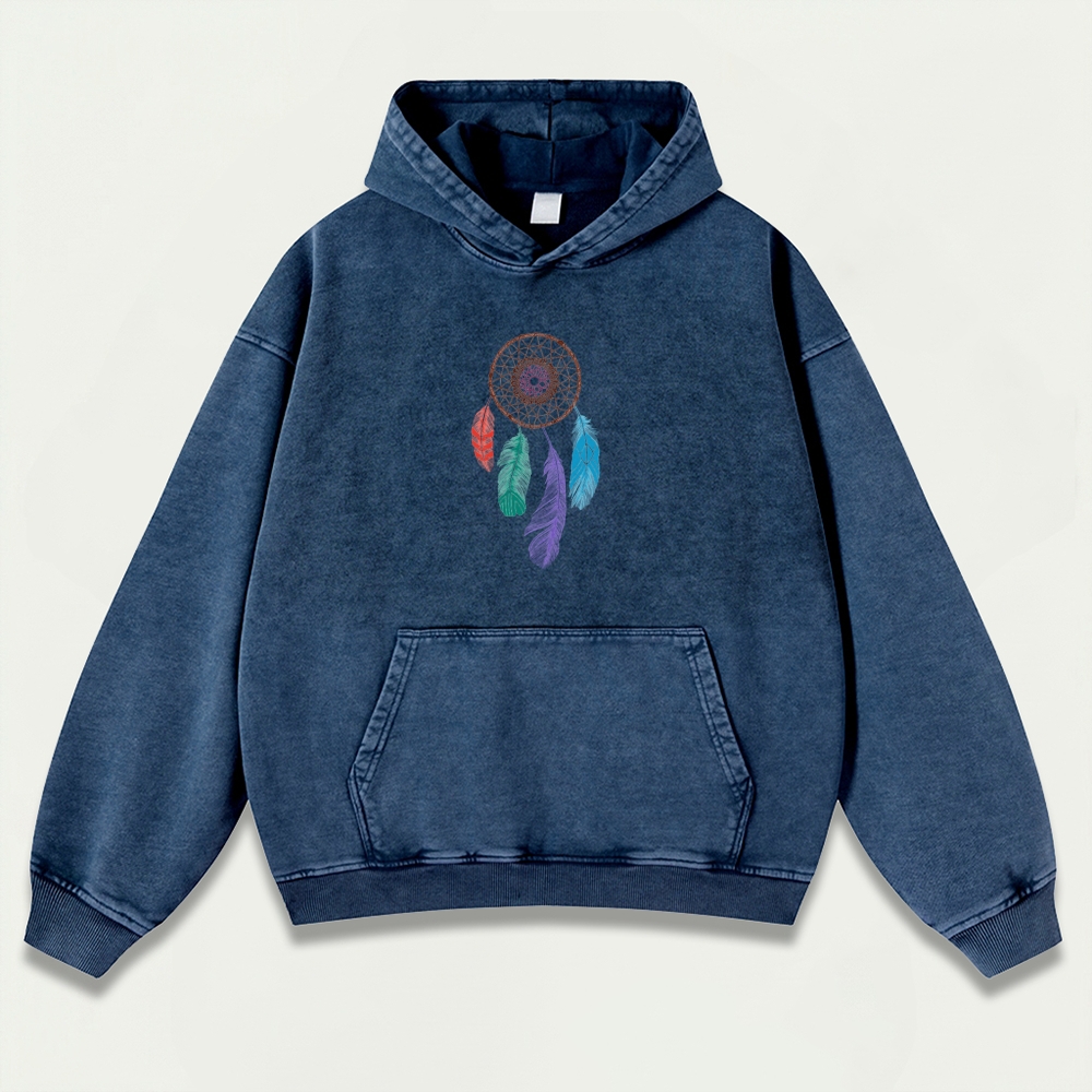 Dreamcatcher Feathers Vintage Premium Heavyweight Hiking Hoodie-HikeVista