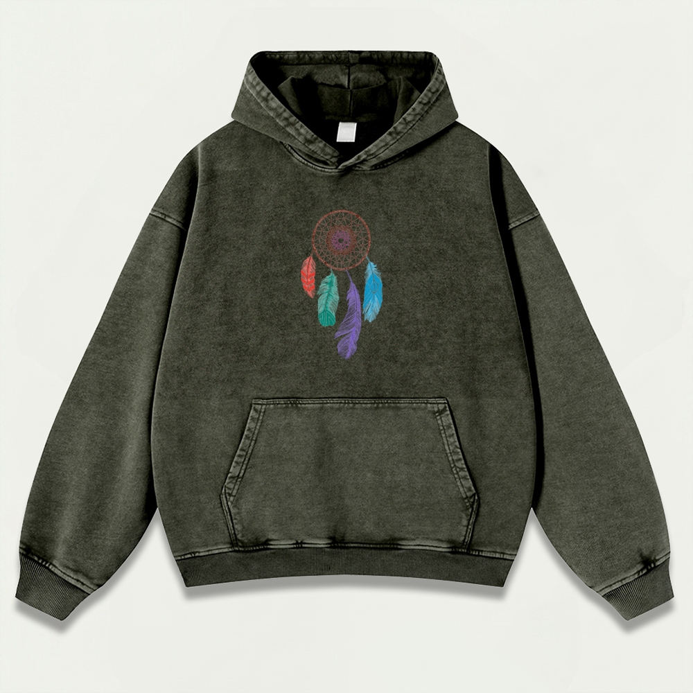 Dreamcatcher Feathers Vintage Premium Heavyweight Hiking Hoodie-HikeVista