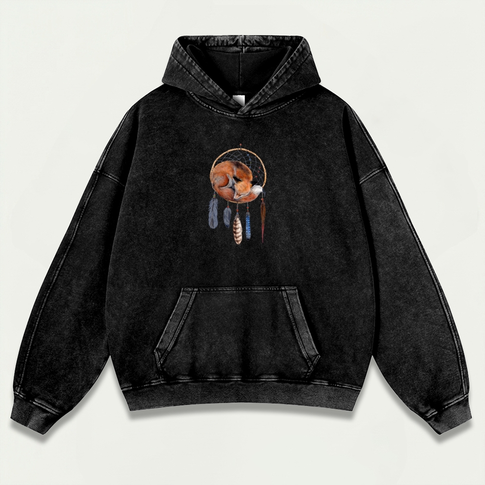 Dreamcatcher Feathers Vintage Premium Heavyweight Fox Hoodie-HikeVista