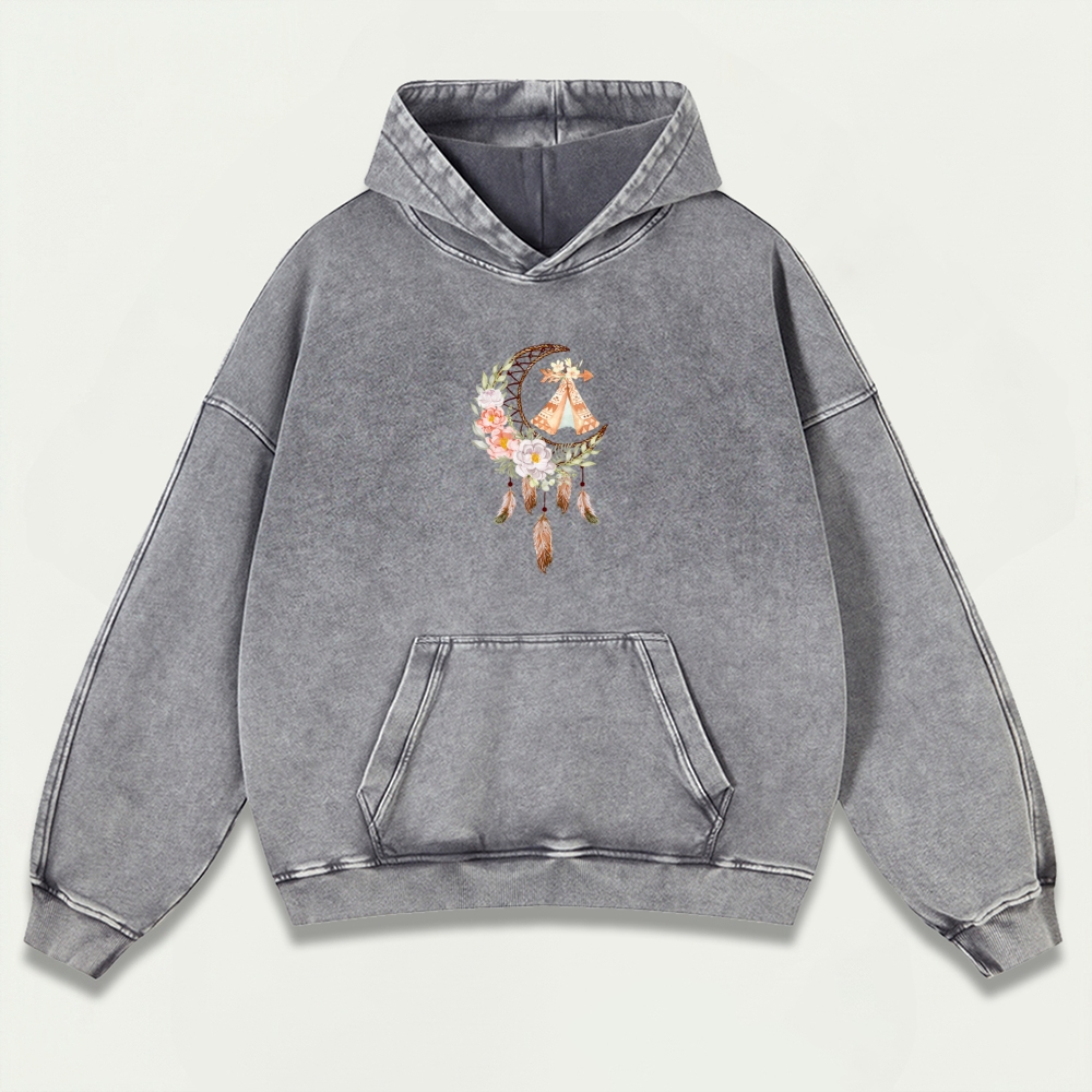 Dreamcatcher Flowers Vintage Premium Heavyweight Hiking Hoodie-HikeVista