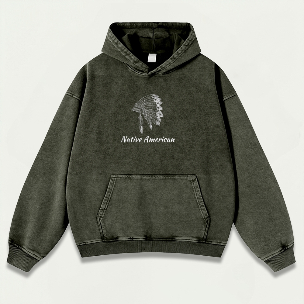 Native American Vintage Premium Heavyweight Trail Hoodie-HikeVista