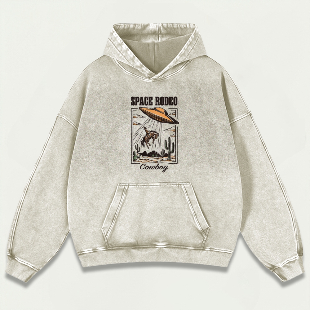 Cowboy Space Rodeo Vintage Premium Heavyweight Hiking Hoodie-HikeVista