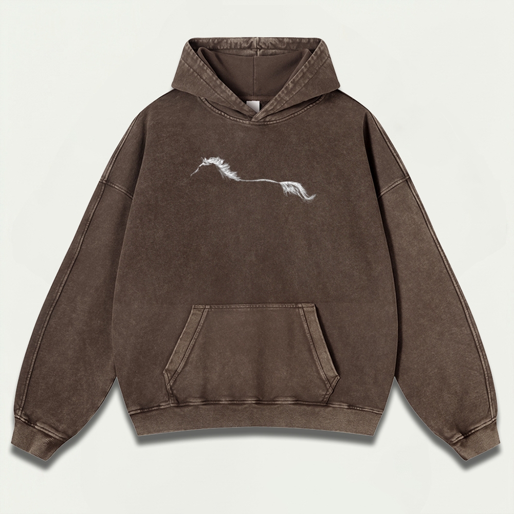 Western Horse Vintage Premium Heavyweight Hiking Hoodie-HikeVista