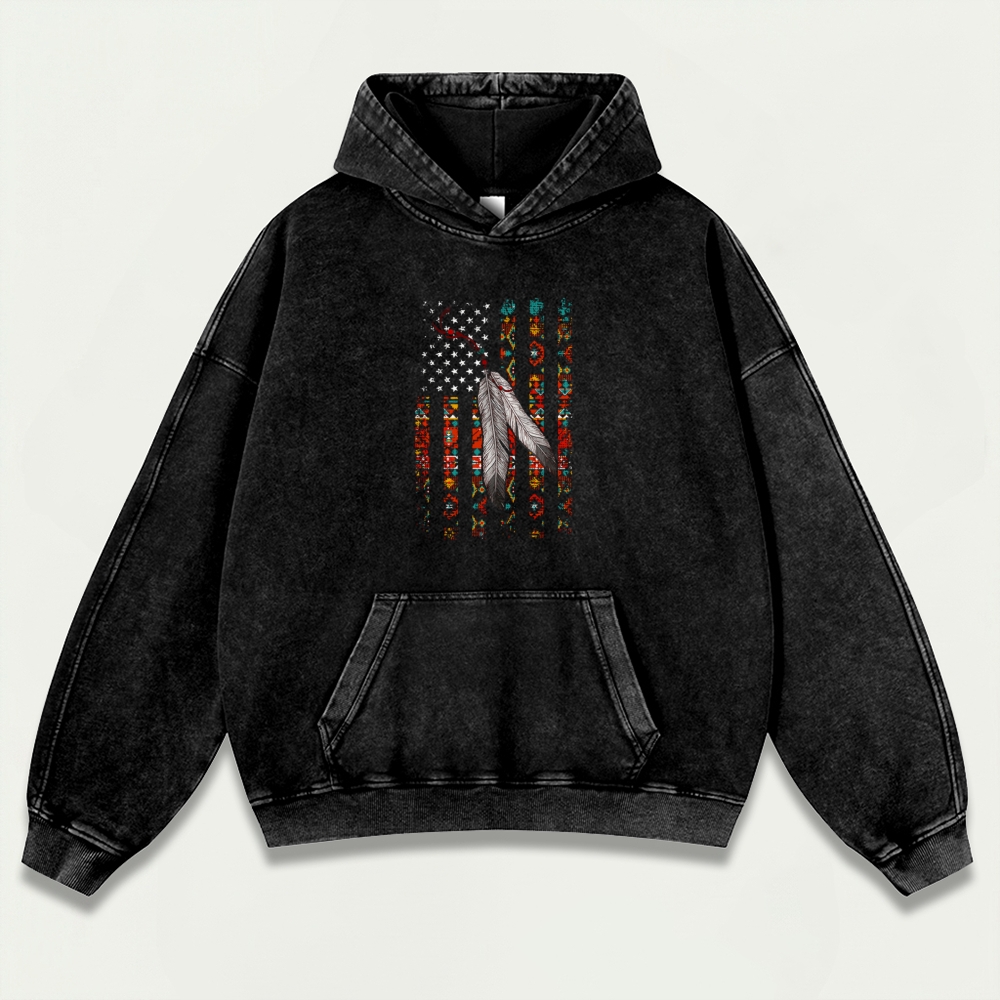 Western Feathers Vintage Premium Heavyweight Hiking Hoodie-HikeVista