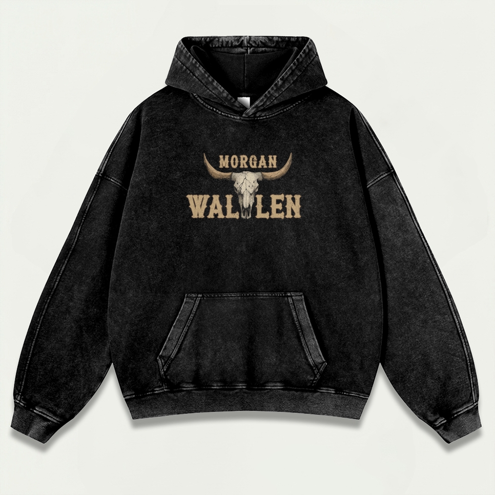 Morgan Wallen Bull Skull Vintage Premium Heavyweight Trail Hoodie-HikeVista