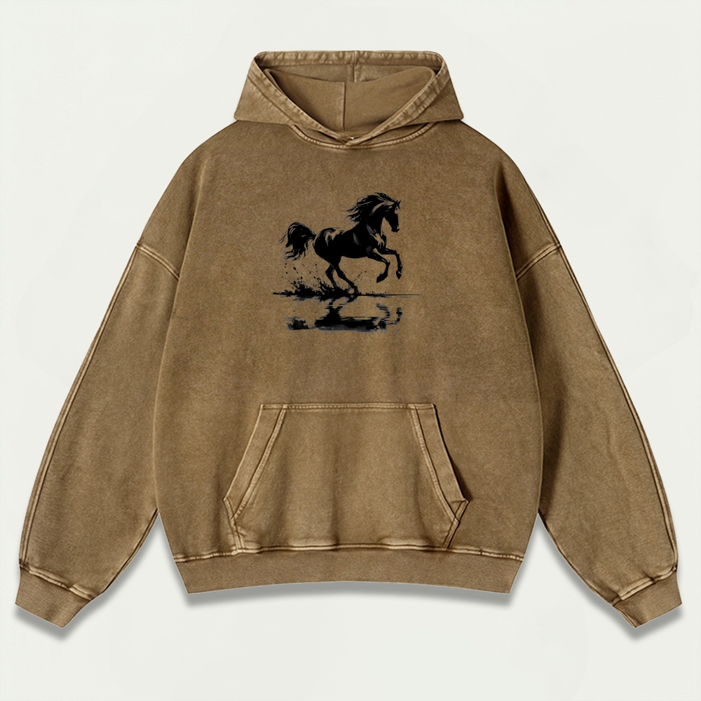 Western Horse Vintage Premium Heavyweight Hiking Hoodie-HikeVista