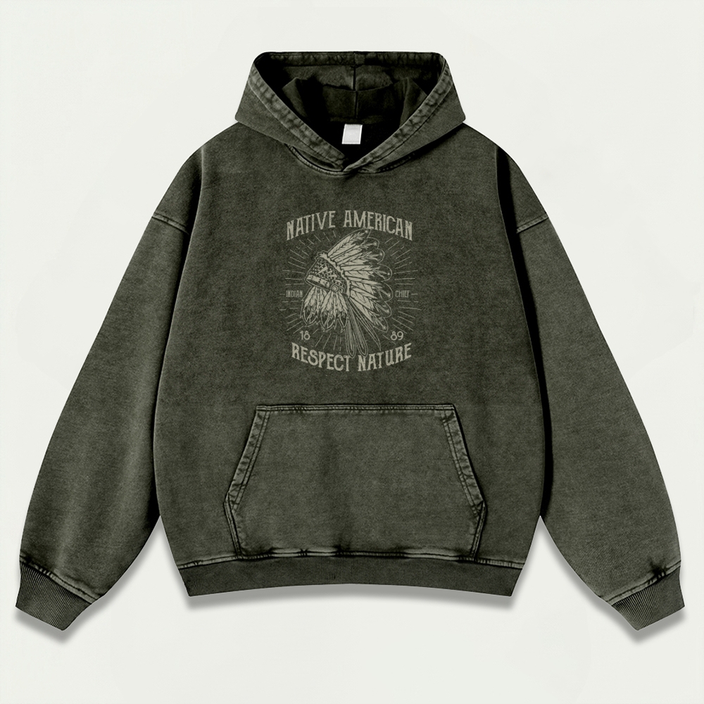 Native American Vintage Premium Heavyweight Trail Hoodie-HikeVista