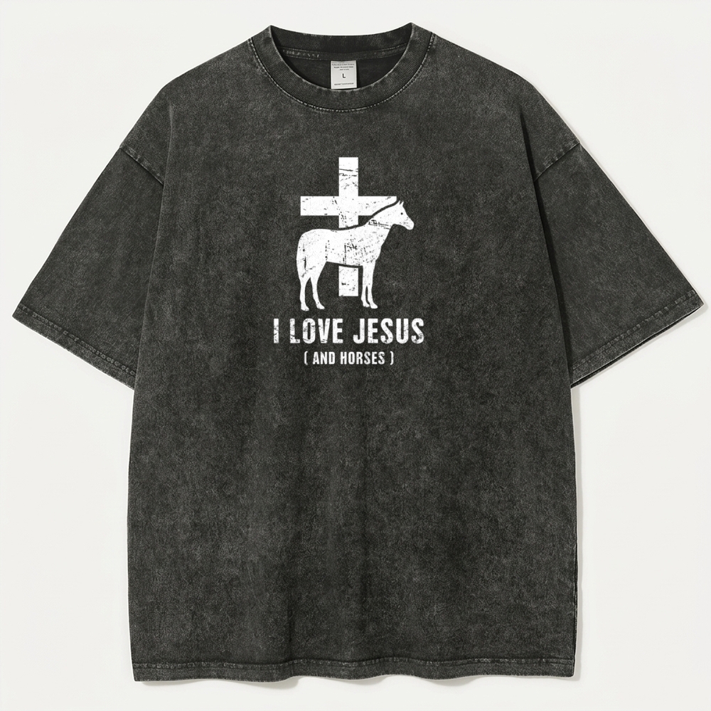 Jesus And Horses Vintage Organic Cotton Trail Tee-HikeVista