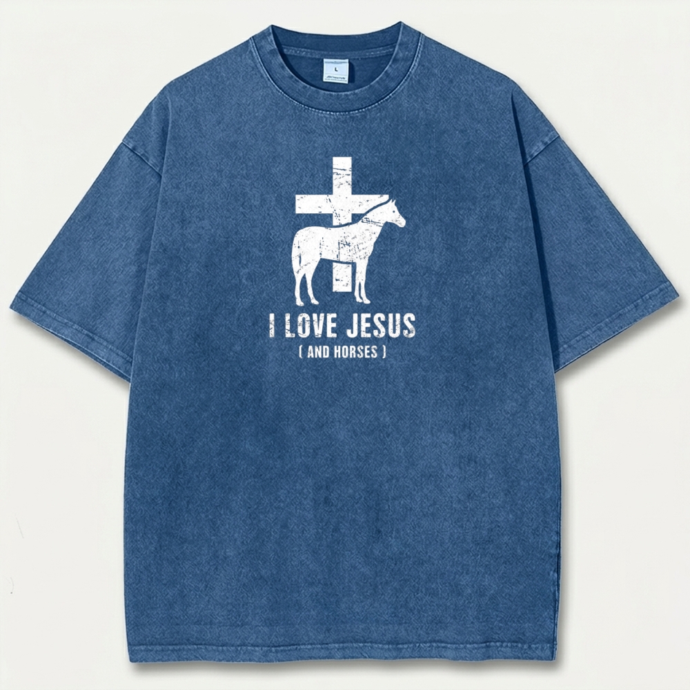 Jesus And Horses Vintage Organic Cotton Trail Tee-HikeVista