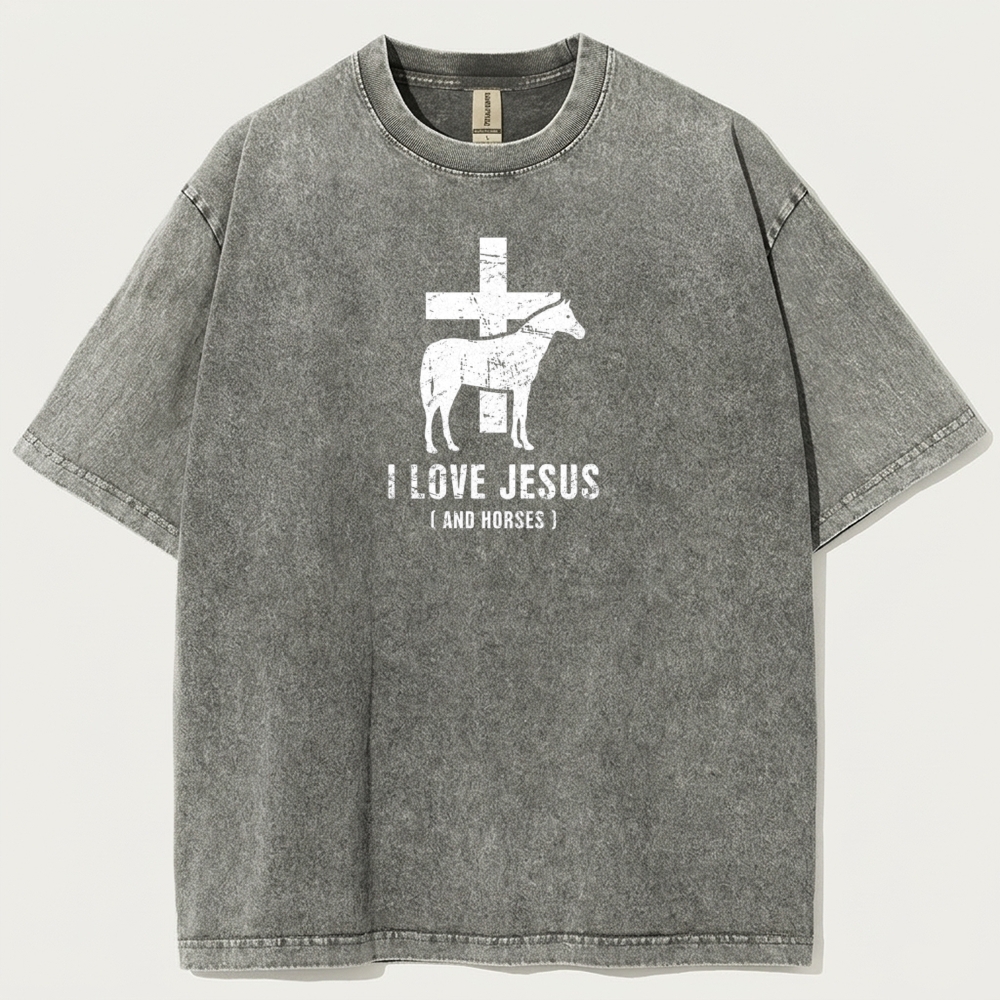 Jesus And Horses Vintage Organic Cotton Trail Tee-HikeVista