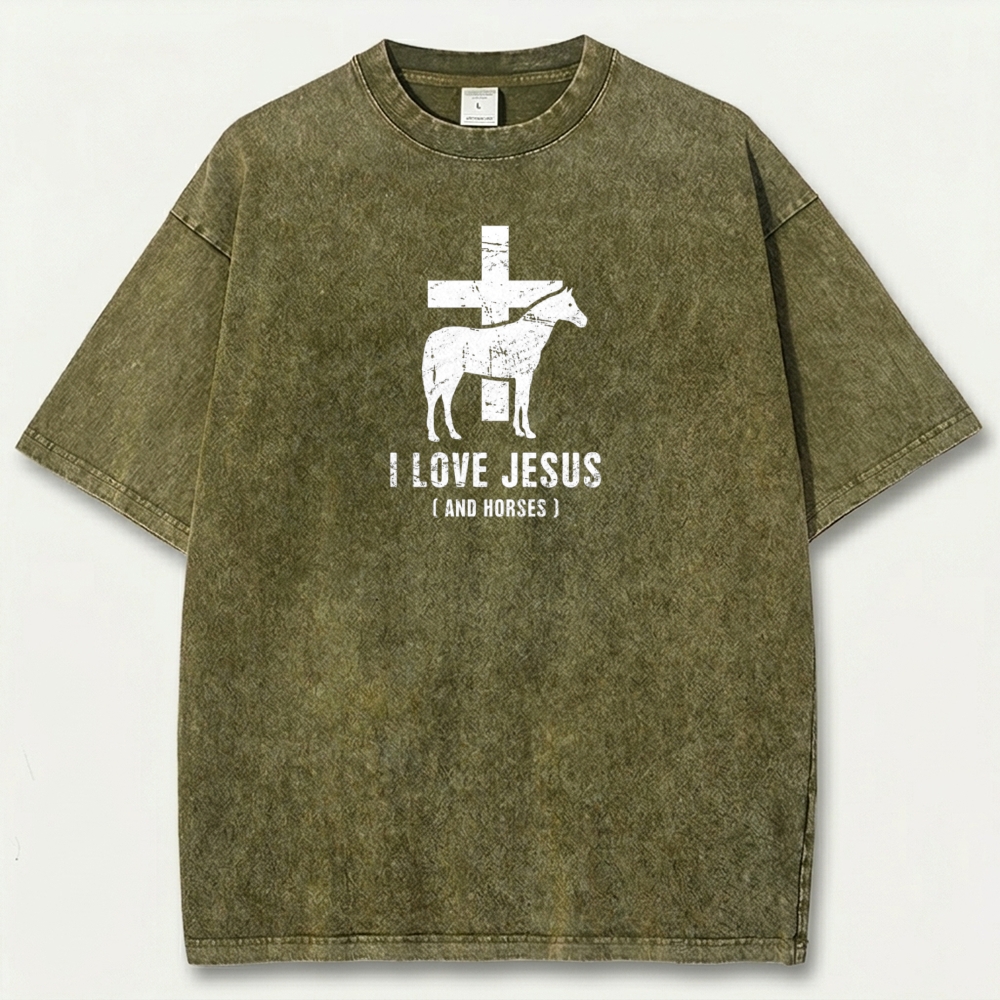 Jesus And Horses Vintage Organic Cotton Trail Tee-HikeVista