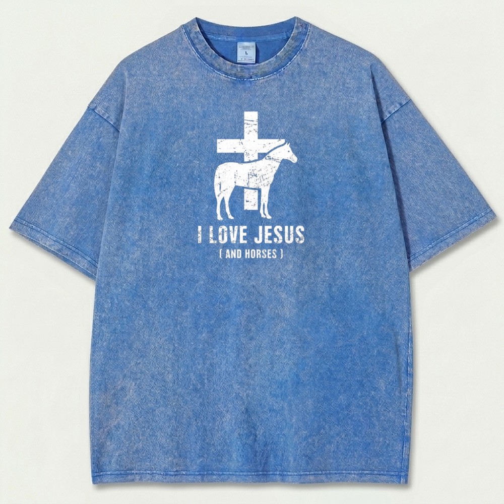 Jesus And Horses Vintage Organic Cotton Trail Tee-HikeVista