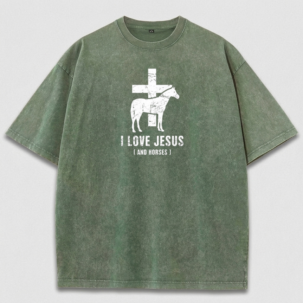 Jesus And Horses Vintage Organic Cotton Trail Tee-HikeVista