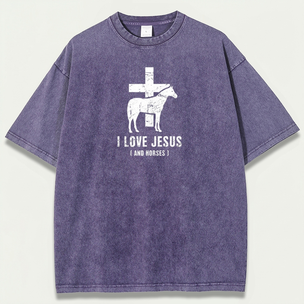 Jesus And Horses Vintage Organic Cotton Trail Tee-HikeVista